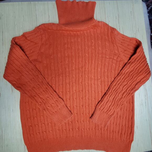 ST. JOHN'S BAY Orange Turtle Neck Cable Knit Sweater - Picture 2 of 10